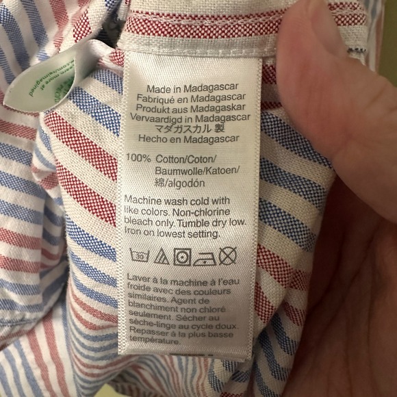 J Crew Slim Fit Flex Oxford Button Down Shirt Mens Size S Red Blue Stripe - Picture 8 of 9